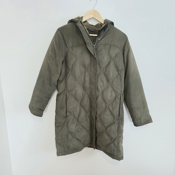 L.L Bean Quilted Down Coat Size Small Petite Green - Picture 9 of 10